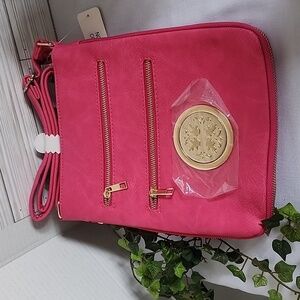 Barbie Pink Double Zipper Expandable Crossbody Bag NWT
